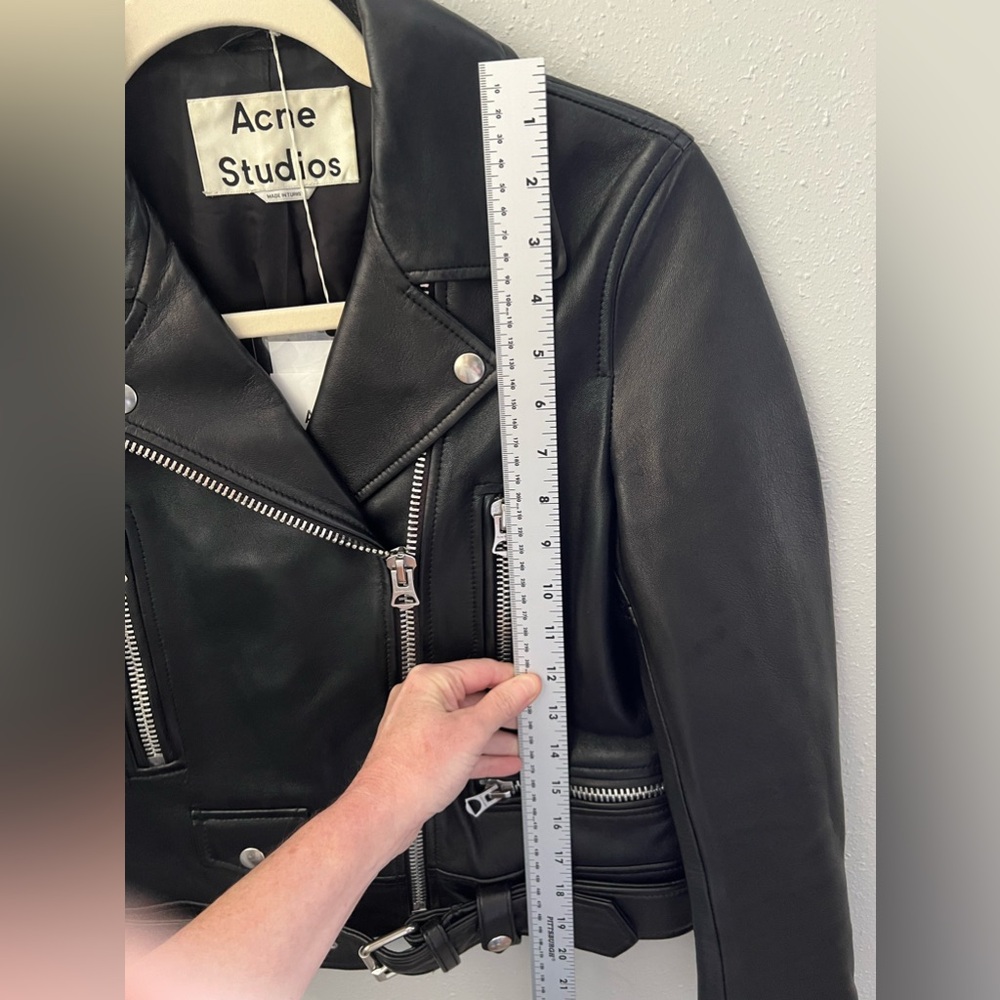 ACNE Studios Mock Core Leather Moto Jacket in Black Women’s Size 2 New - Picture 11 of 13